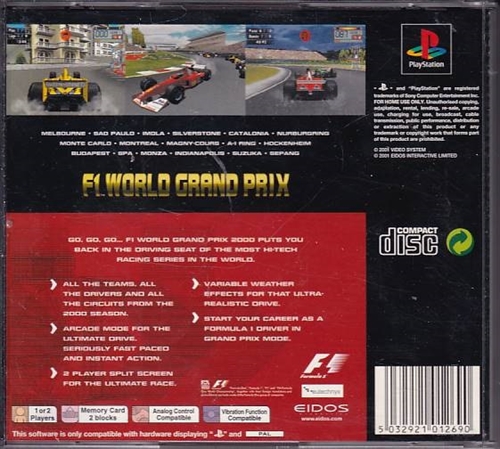 F1 World Grand Prix - Mangler Manual - PS1 (B Grade) (Genbrug)
